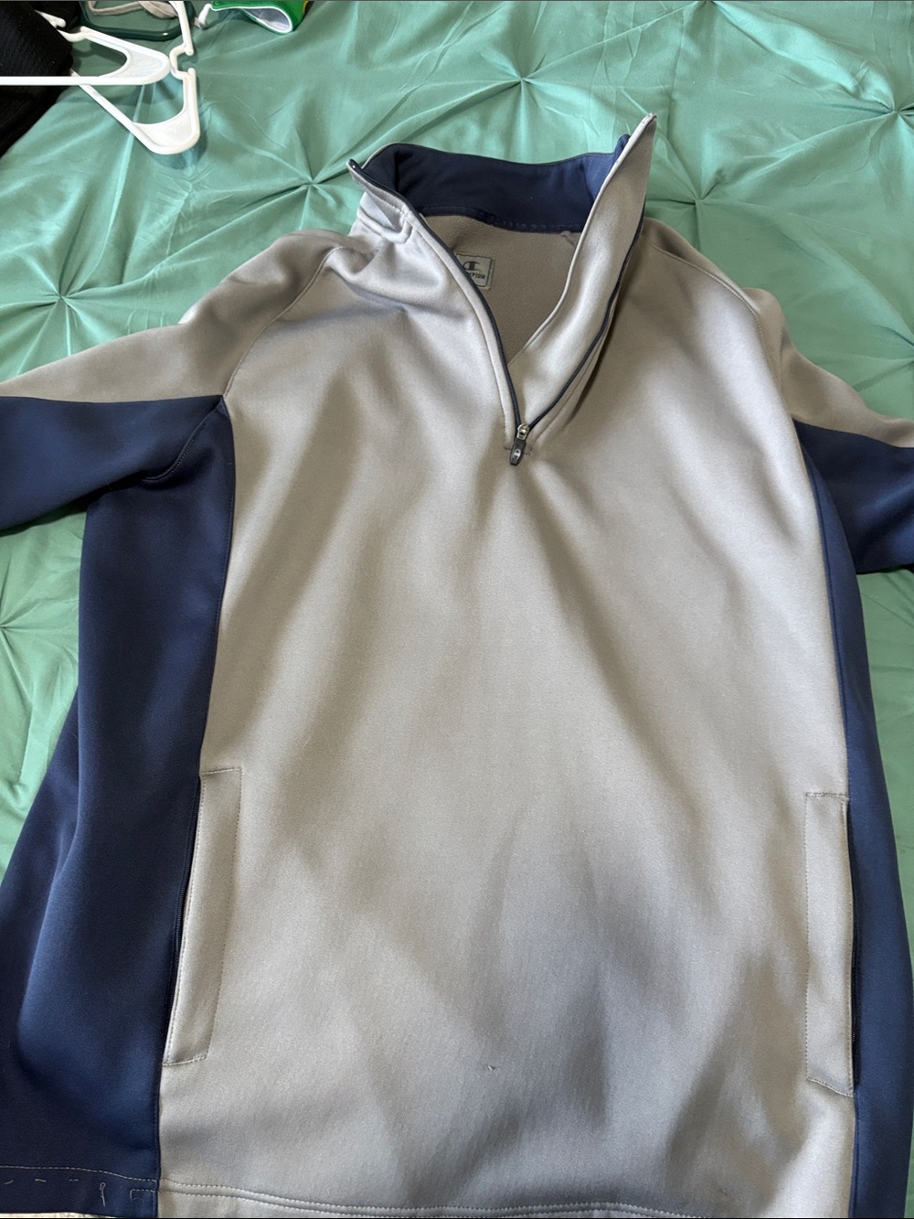 Champion Men's Quarter-Zip Pullover - Gray & Navy